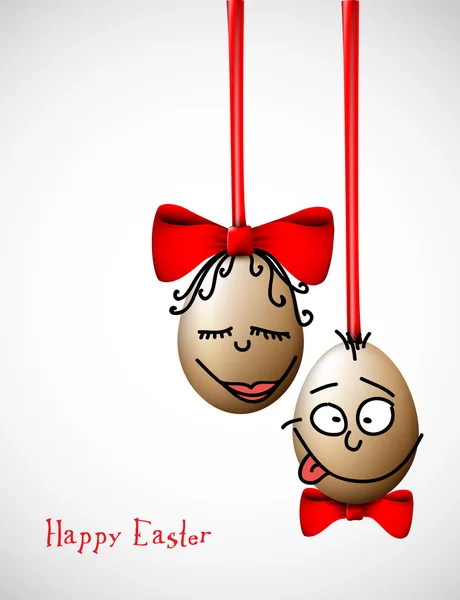 Huevos divertidos de Pascua - Tarjeta de Pascua feliz — Archivo Imágenes Vectoriales