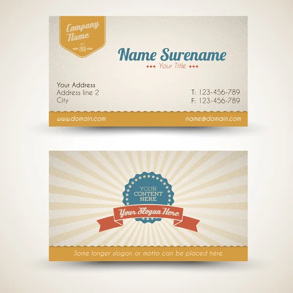 Vector old-style retro vintage business card — Stock Vector
