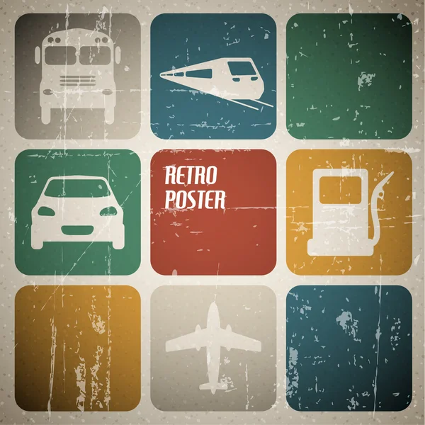 Vektor, vinobraní, doprava (dopravní) poster — Stockový vektor
