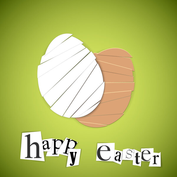 Vector green Paper easter egg card