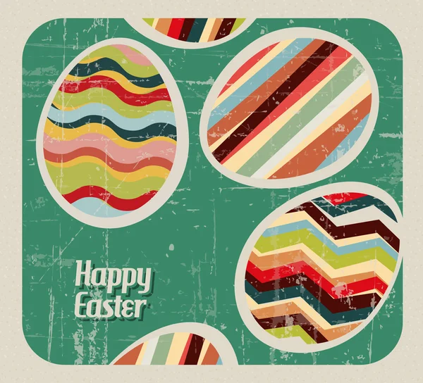 Tarjeta de huevo de Pascua de papel retro vectorial — Vector de stock