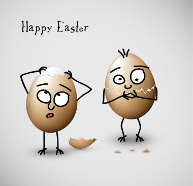 Funny cracked easter eggs - vector illustration clipart