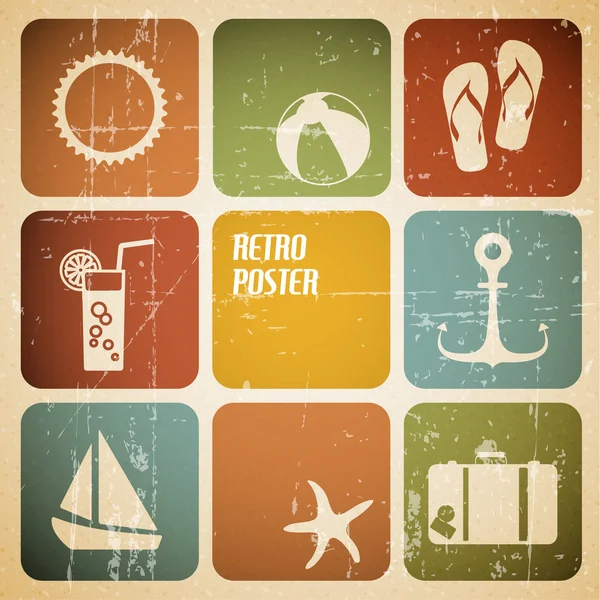 Vector zomer poster gemaakt van pictogrammen — Stockvector