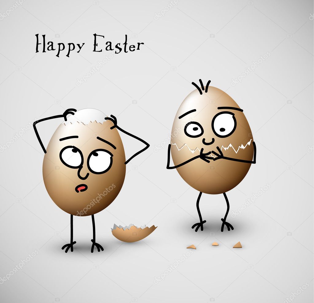 Funny cracked easter eggs - vector illustration