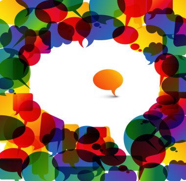 Big speech bubble made from colorful small bubbles