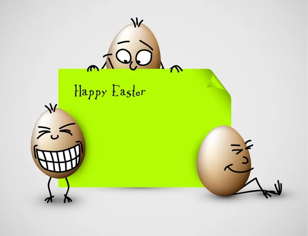 Carte de Pâques vectorielle drôle avec des œufs — Image vectorielle
