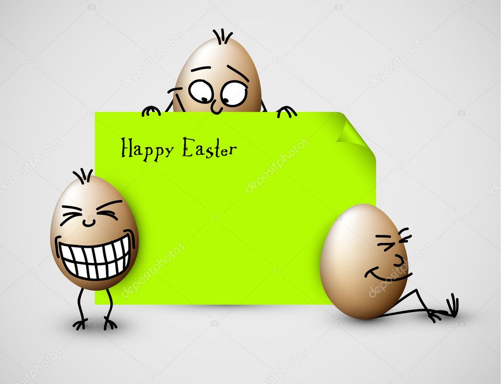 Funny vector easter card with eggs