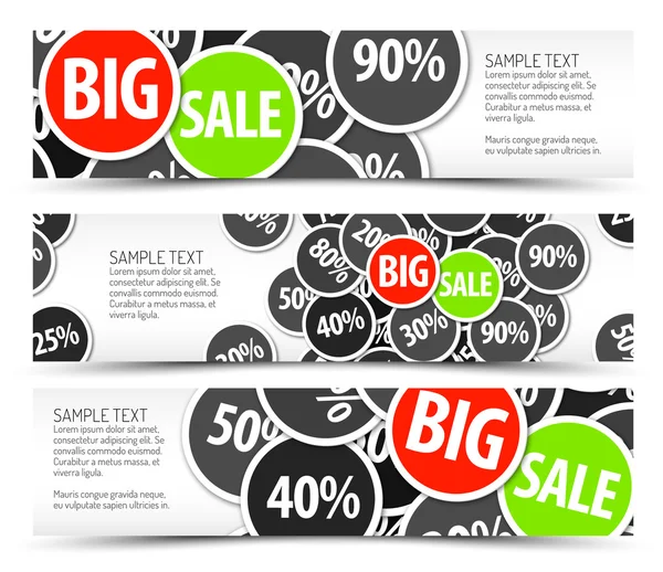 Set of vector big sale horizontal banners — Stock Vector