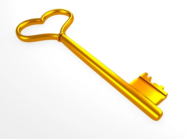 Erfolg glänzend goldener Schlüssel auf weißem Hintergrund — Stockfoto