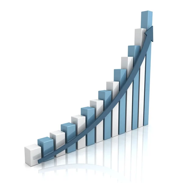 Gráfico de barras de negocio de éxito con flecha creciente — Foto de Stock