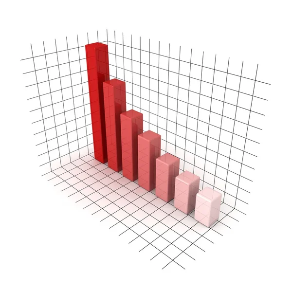 3D red business bar chart graph on white background — Stock Photo, Image