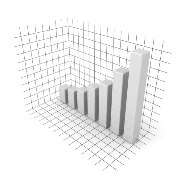 Gráfico de barras de crecimiento financiero de éxito blanco en la cuadrícula — Foto de Stock