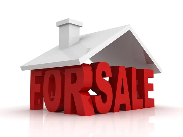 판매를 위한 집의 3d 그림 흰색 배경 위에 서명 스톡 사진