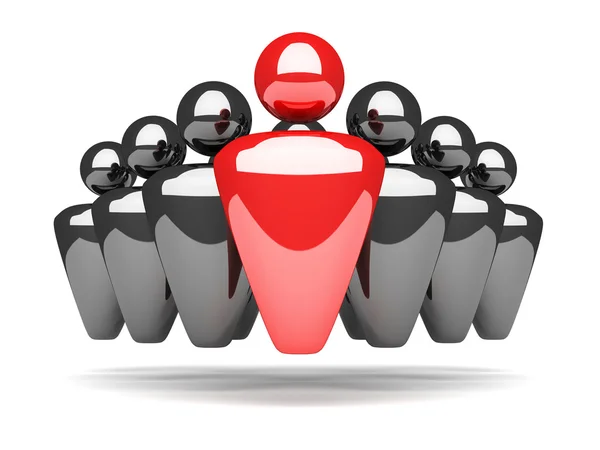 Konceptuella ledarskap och teamarbete röda framåt figur — Stockfoto