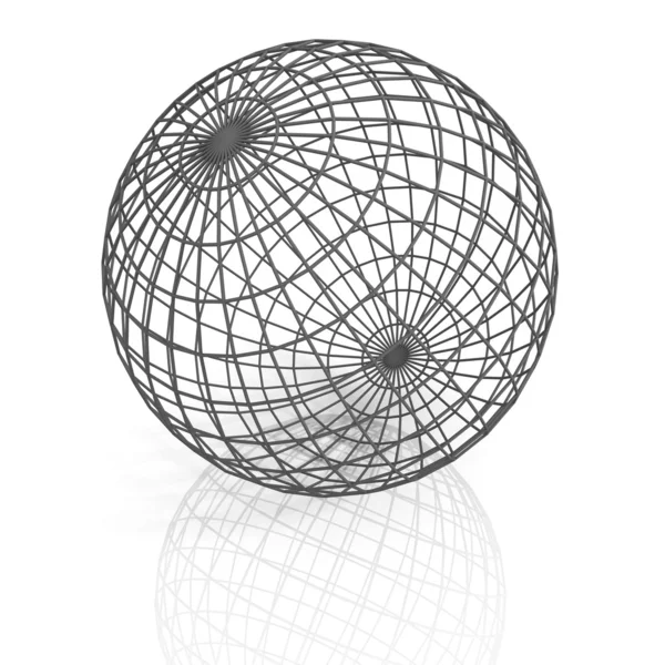 Gray lattice sphere on white background — Stock Photo, Image