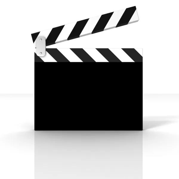 Clássico preto cinema clapper board no fundo branco — Fotografia de Stock