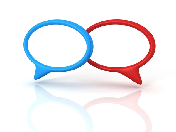 Red and blue concept speech dialogue bubbles on white background — Stock Photo, Image