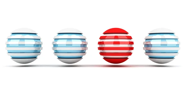 Individualidade conceito abstrato de esferas azul e vermelho — Fotografia de Stock