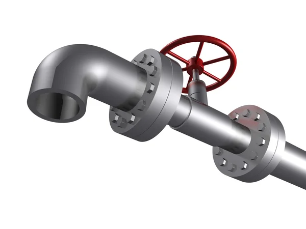 Pipe with the valve on a white background — Stock Photo, Image