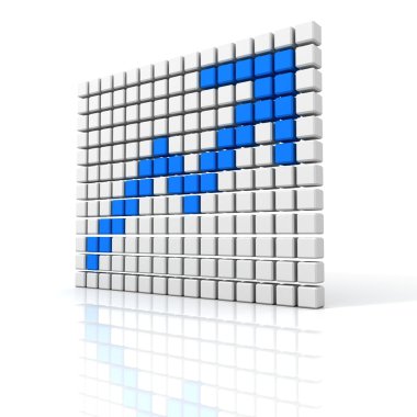 Blue growth up arrow from white cubes clipart