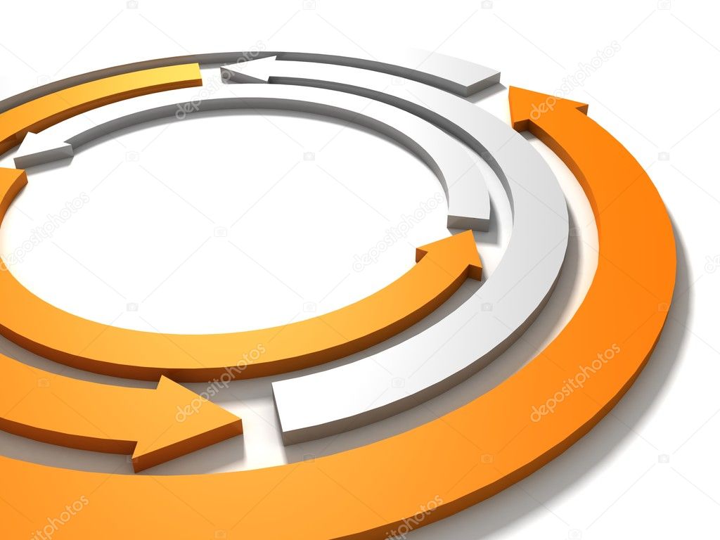 Concept cycle arrows in a circle flow on white background