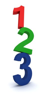 1,2,3 colorful numbers on white clipart