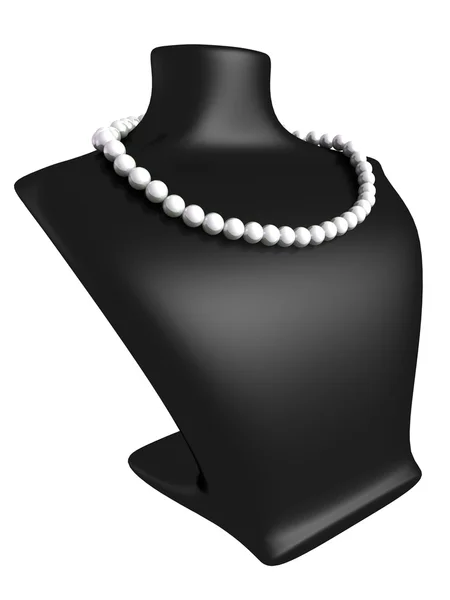Жемчужное ожерелье на черном манекене — стоковое фото