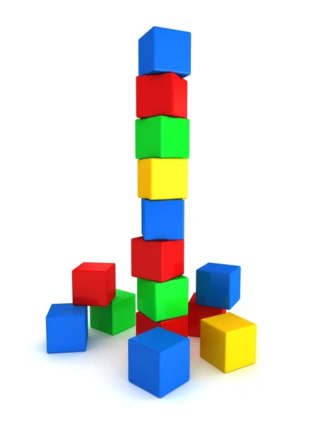 Çocuk oyuncak renkli küp Kulesi — Stok fotoğraf
