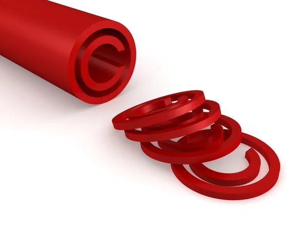 Red shiny and glossy copyright sign concept — Stock Photo, Image
