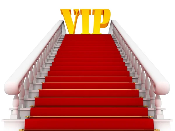 Camino de alfombra roja en una escalera blanca para VIP — Foto de Stock