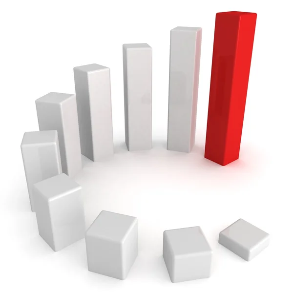 Sukces firmy zysku wykres. biały i czerwony — Zdjęcie stockowe