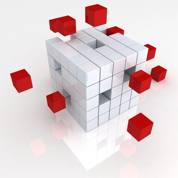 Teamwork business abstract concept with red cubes — Stock Photo, Image