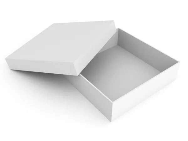 Caixa de presente branco com tampa aberta — Fotografia de Stock