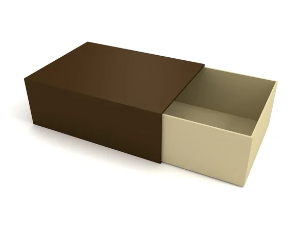 Cadeau ouvert boîte brune vide sur fond blanc — Photo