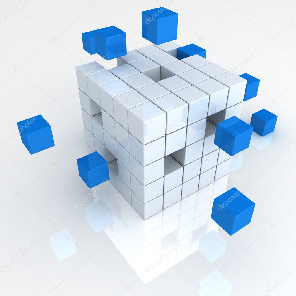 Teamwork business abstract concept with blue cubes