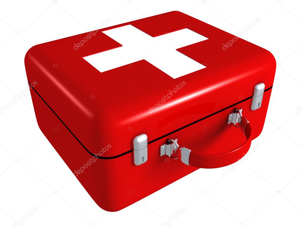 First aid red medical kit box