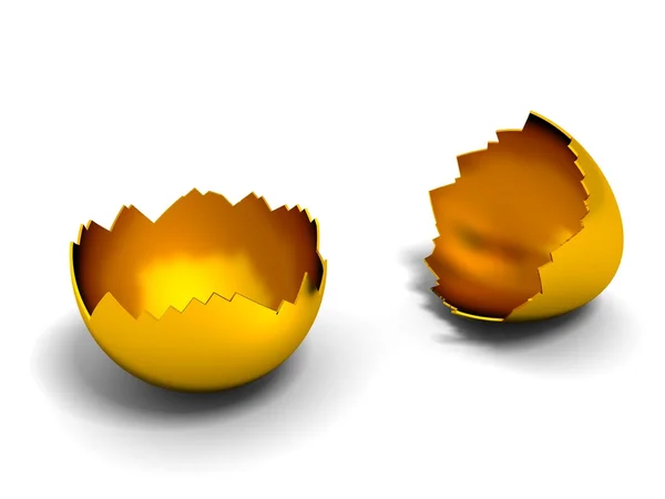 Guscio d'oro di uovo di successo su sfondo bianco . — Foto Stock