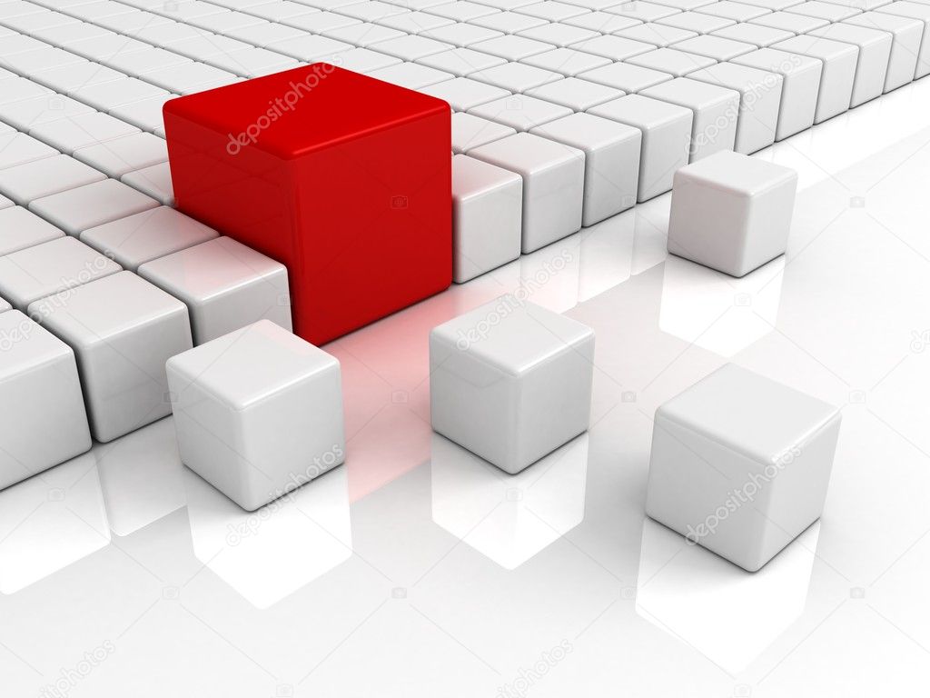 Individuality unique red cube business concept