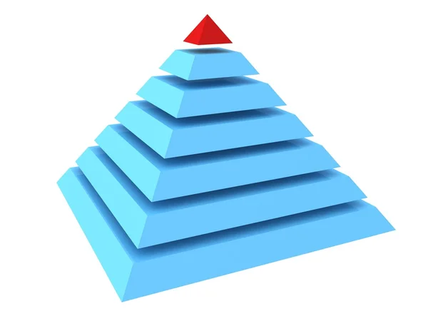 Abstrakte blaue Pyramide mit roter Spitze. Stabilität, Leistung und Führung — Stockfoto