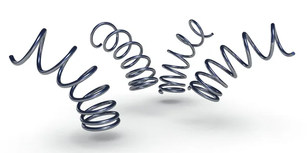 Set of jumping bended metal chrome springs — Stock Photo, Image