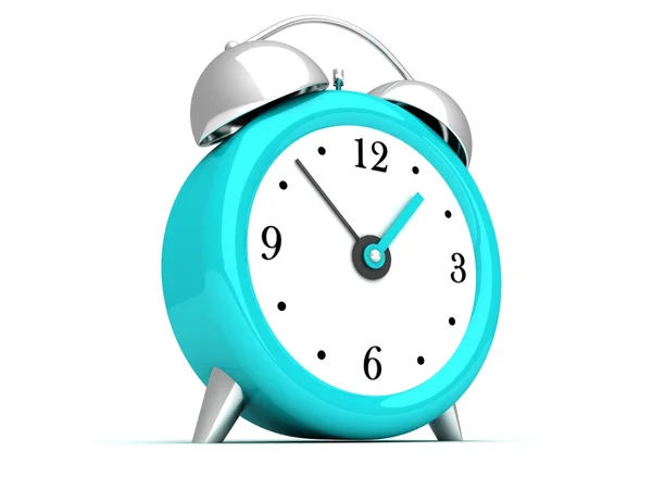 Relógio de alarme retro azul no branco — Fotografia de Stock