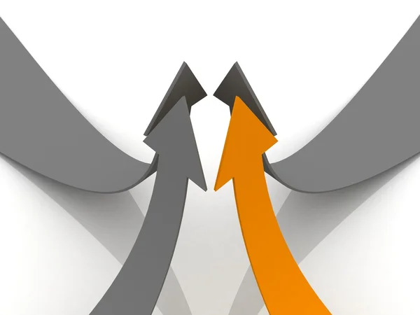 チームワークの概念をオレンジ色のリーダーとの灰色の矢印 — ストック写真