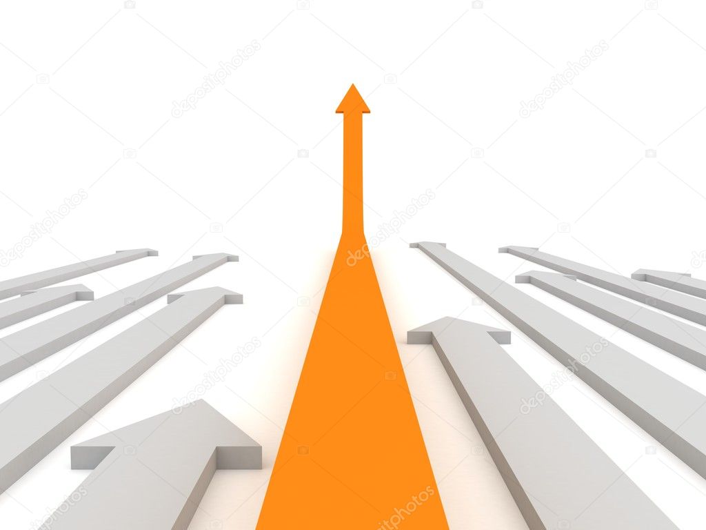 Move ahead orange arrow. Success grow concept