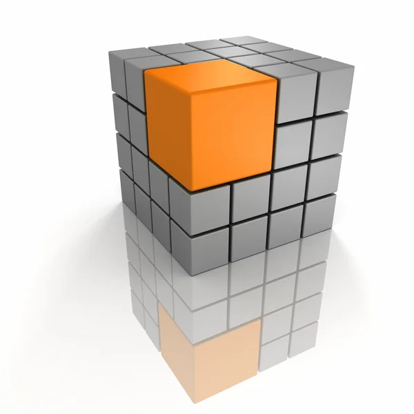 Оранжевый большой уникальный куб лидера — стоковое фото