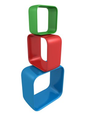 Beyaz arka plan üzerinde renkli soyut geometrik şekiller