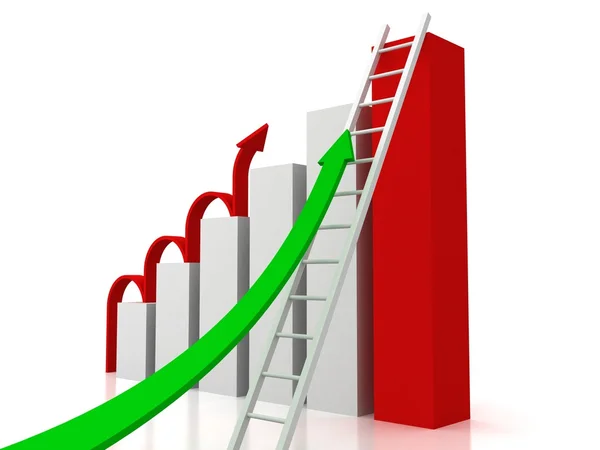 Úspěch podnikání graf s šipek a žebřík — Stock fotografie