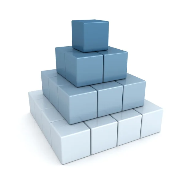 Geschäftspyramide aus blauen Bauwürfeln — Stockfoto