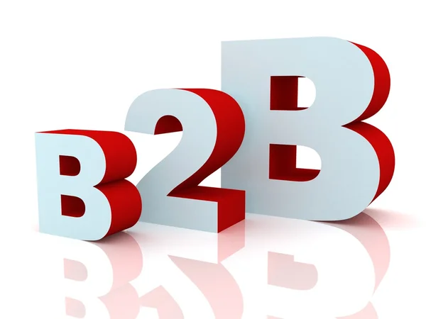 3d b2b red and blue letters on white background — Stok Foto