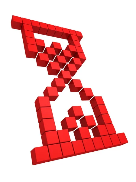 3D błyszczący czerwony klepsydra ico na białym tle — Zdjęcie stockowe