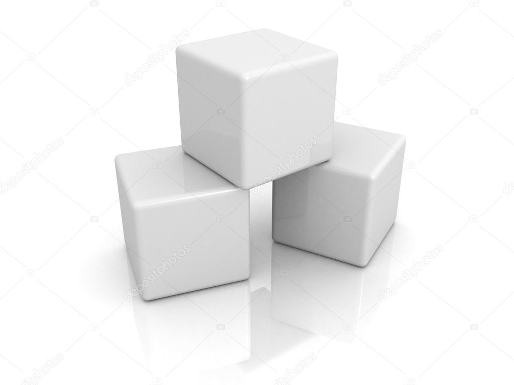 Stack of white construction blocks or cubes